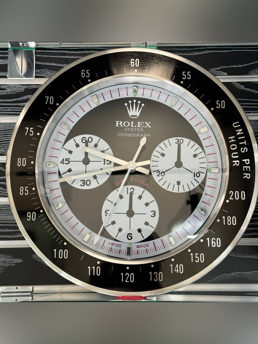 DAYTONA Cosmograph Wall Clock | Black Bezel Insert | White & Black "Panda" Dial